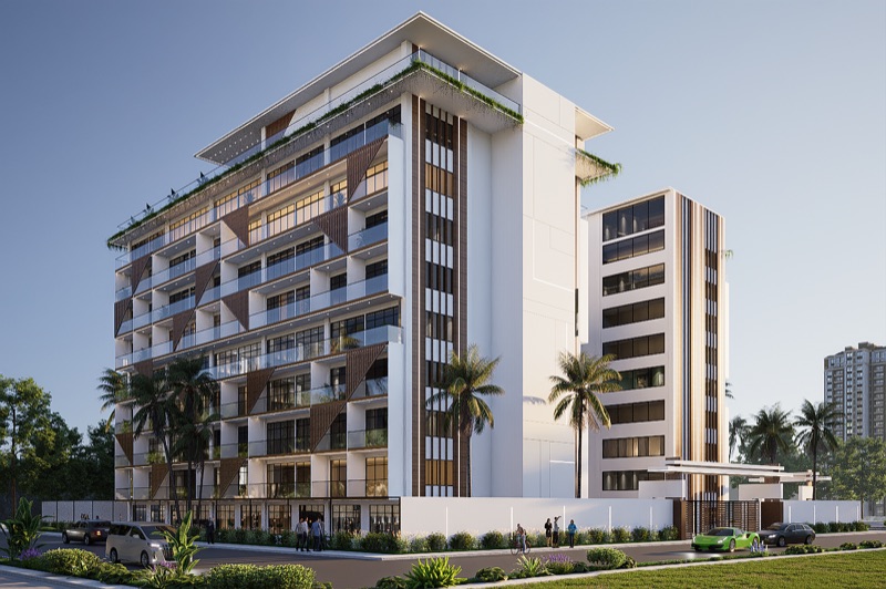 Architectural perspective of the Labone Heights residences in Accra